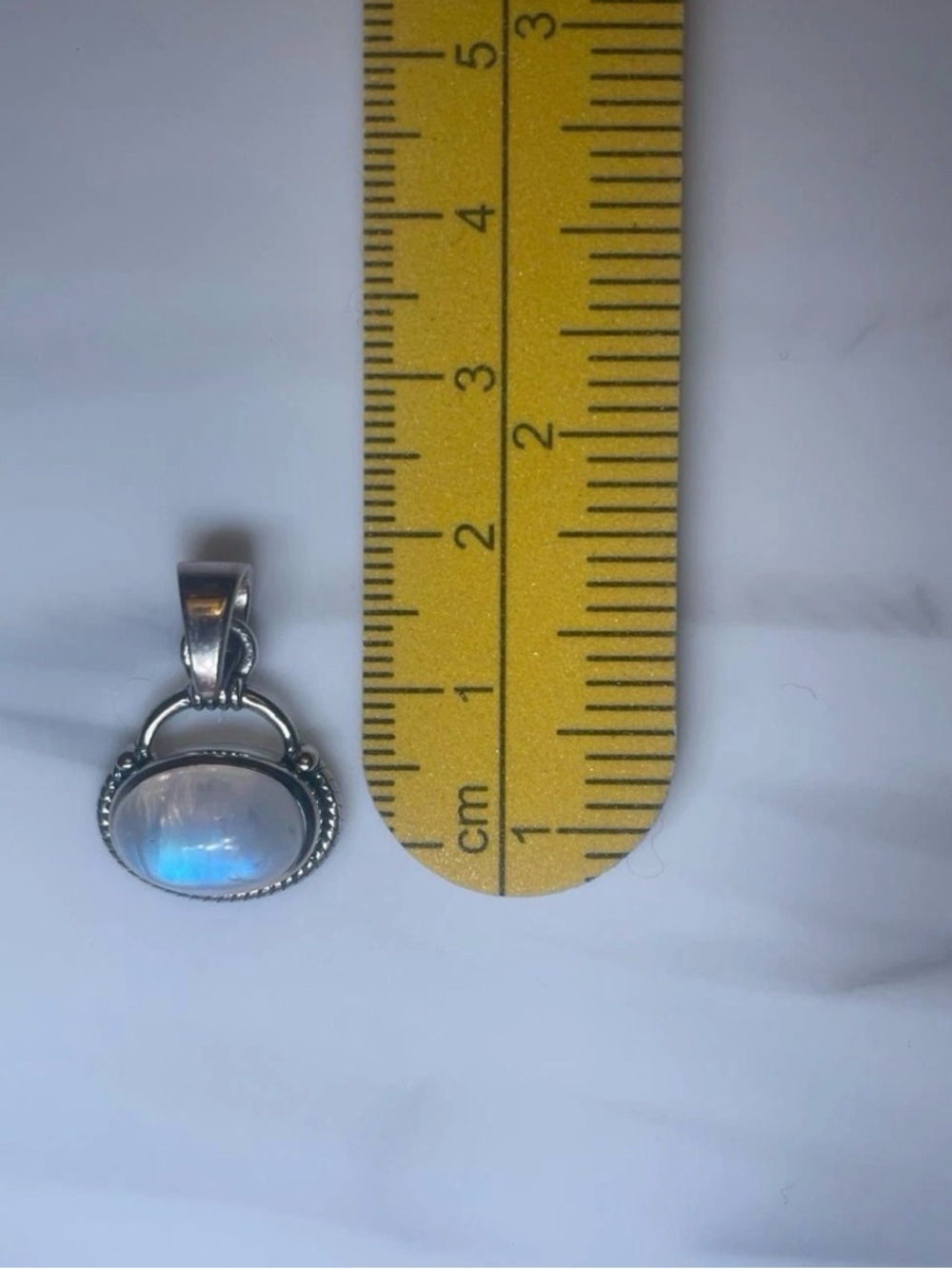 Sterling Silver Rainbow Moonstone Pendant - Blue Flash